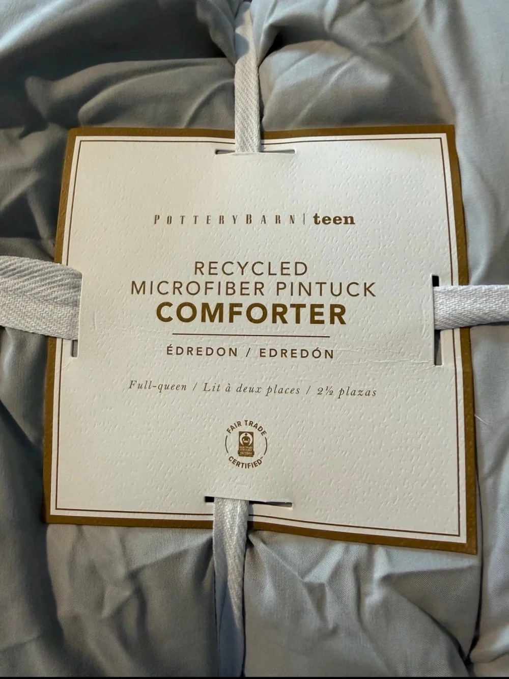 PB Teen - Neutral Pintuck Comforter - Soft Grey Bedding
